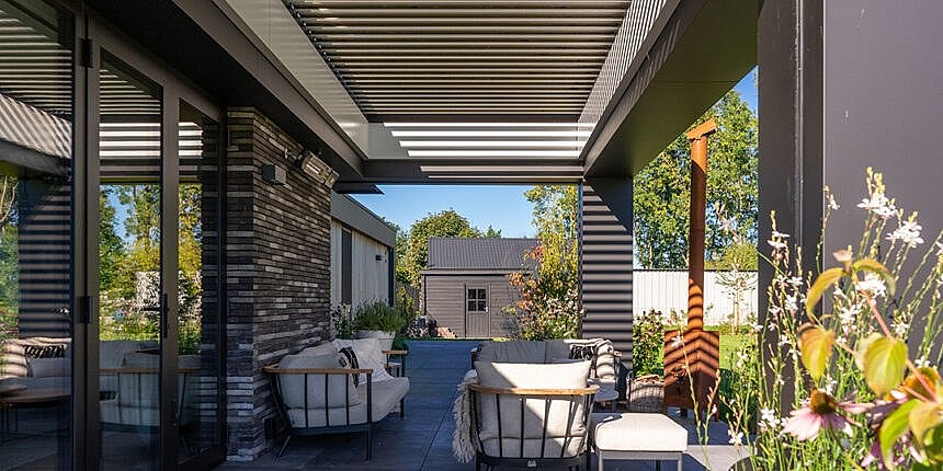 Arezzo lamellendak terrasoverkapping